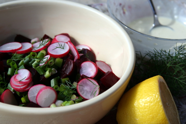 Beets with Radishes and Dill